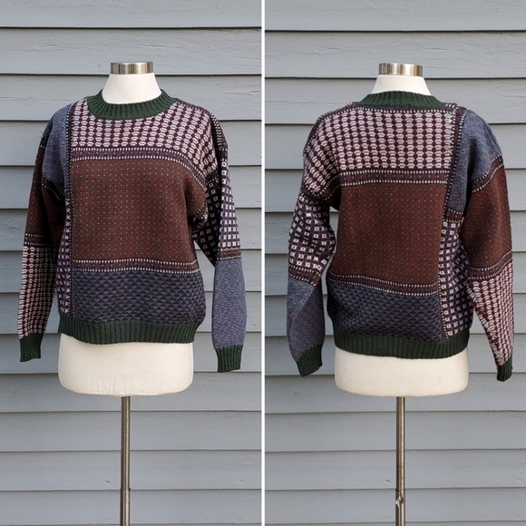 Vintage 90s y2k Woolrich Fair Isle lcelandic Ski Apres Pullover Wool Sweater Md - Picture 5 of 5